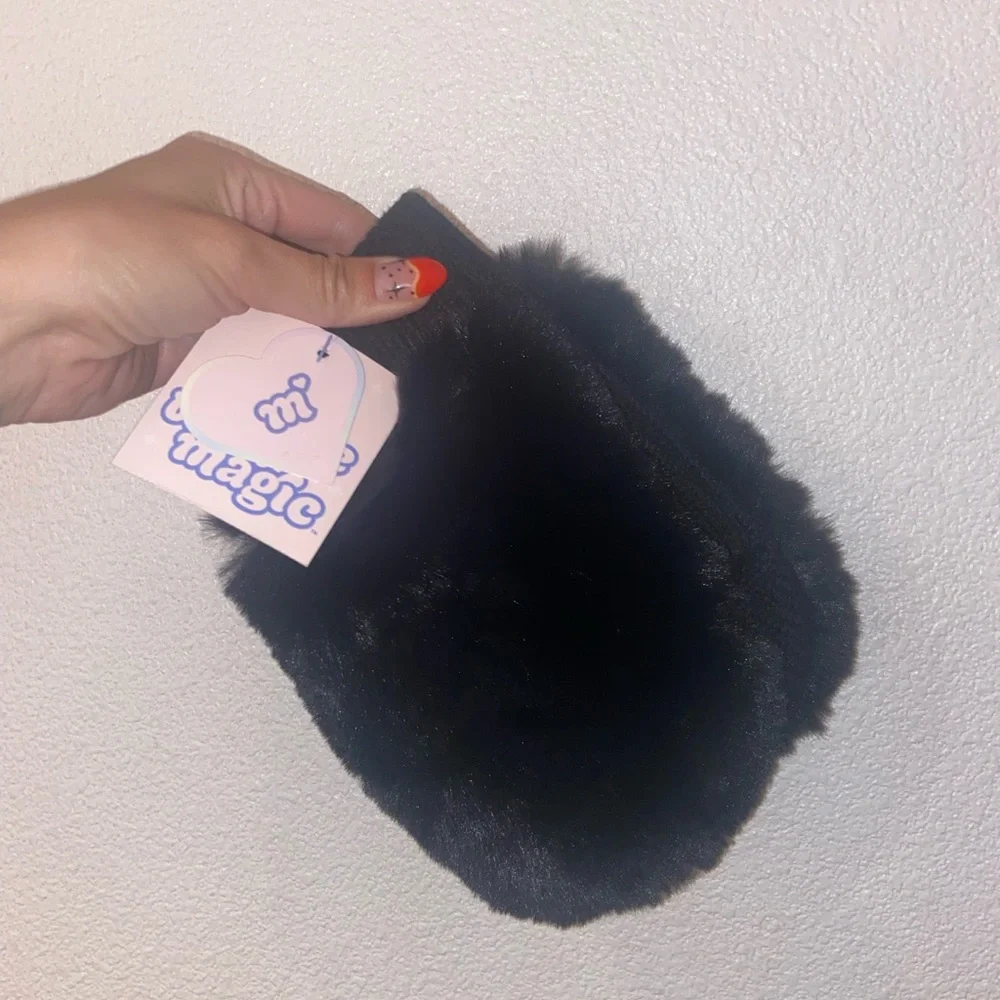 Girls black faux fur mittens gloves More Than Magic for Target gift winter layer